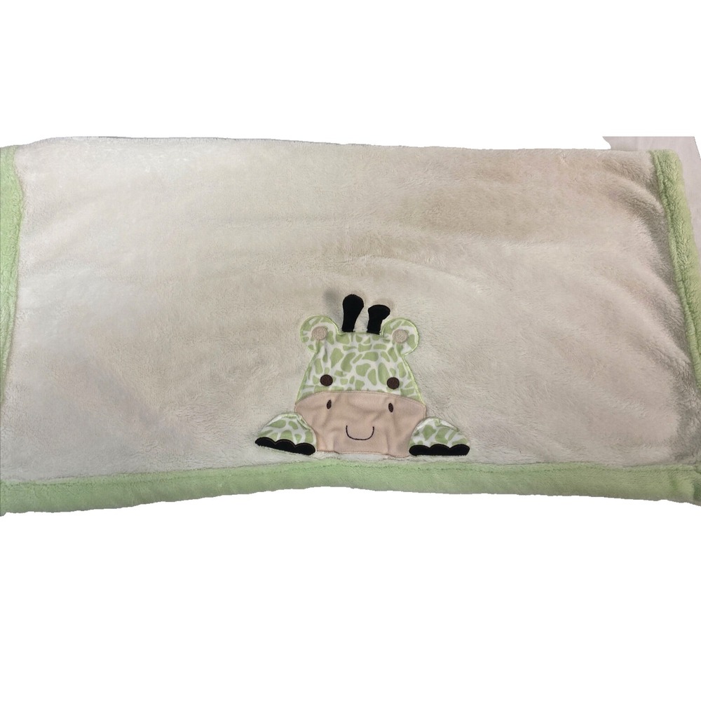 Baby Gear White Green Giraffe Soft Fleece Baby Security Blanket Lovey 36" x 30"
